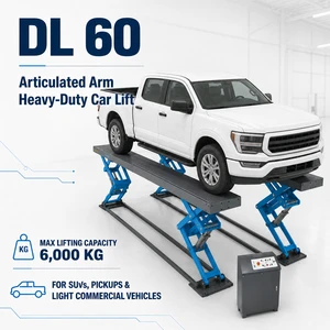 Heavy Duty 6000kg Hydraulic Car Lift with Articulated Arms for SUVs Pickups and Light Commercial Vans