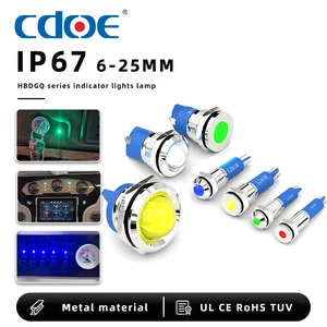8MM 10MM 12MM 14MM Waterproof IP67 LED Indicator Signal Lamp Red Green White Yellow 220v 12v 48v Pin Terminal Metal Pilot