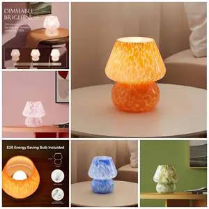 Vintage Nordic Retro Night Light Dimmable Touch Control LED Simple Mushroom Table Lamp Aesthetic Bedside Accents for Home Decor