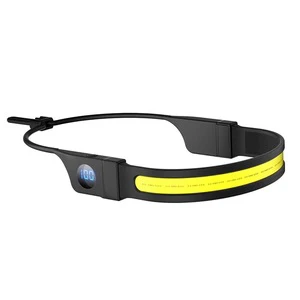 Digital Display Silicone Slim Strap Type-C Charing Headlamps Outdoor Hiking Light Weight Headlamp COB Camping Headlamp
