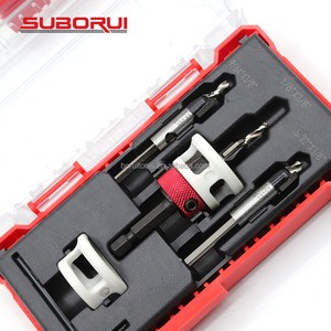 SUBORUI 5Pcs Hex Shank Carbide Tipped Adjustable Wood Countersink Drill Bit Set for Woodworking Carpentry