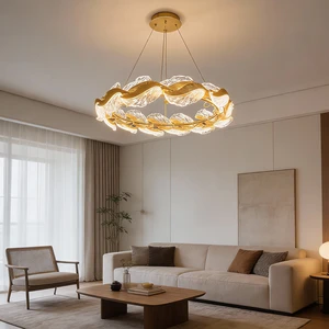 Modern Chandelier DIY Art Pendant Lamp with Circular Leaves Chandeliers & Pendant Lights Living Room and Dining Room