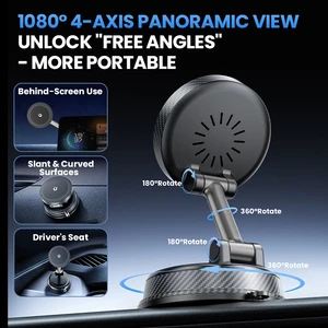 2026 Trending Magnet Wireless Charger Phone Holder Adjustable Rotating Battery 360 Degree Vacuum Suction Cup Car Phone Holder