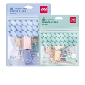 High Quality Deli TP513+TP515 Long Tail Clip Color Dovetail Clip 2 Bags Document Fixing Iron Office Metal Ticket Holder Butterfly Phoenix
