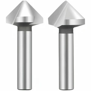 90 Degree Chamfering Drill Bit, High-speed Steel Three Blade Deburring and Chamfering Tool, Straight Cone Handle