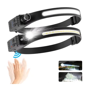 Wide Range Professional Motion Sensor Headlamp Powerful Camping Headlight Outdoor Work Light Head Torch Rechargeable Headlamps