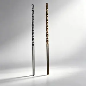 CUFFNOD Bronze Coated Extra Long Carbide Twist Drill Bit 135 Straight Shank Deep Hole Drilling Tool for Stainless Steel Steel