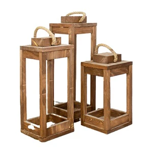 New Arrival Vintage Metal and Glass Lantern with Rope Handle Rustic Outdoor Candle Holder Lantern for Garden Deco