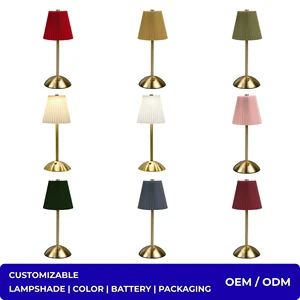 Portable Pleated Fabric Lampshade Rechargeable LED Table Lamp Cordless Touch Dimmable Night Light Factory Wholesale for Wedding