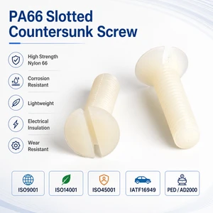 PA66 Slotted Countersunk Head Plastic Screw