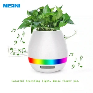 Wireless Music Speaker LED Night Light with Remote Control Modern Design for Living Room Plant Flower Pot