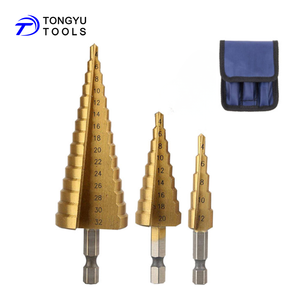 3Pcs 4-32mm Step Drill Bit Set, TiN Coated 1/4