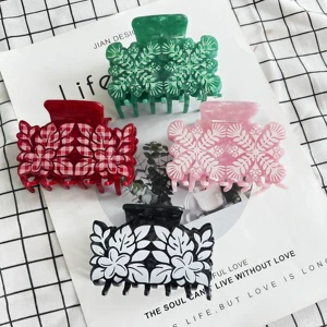 Wow Sheila Ume Style Fashion Acetate Claw Hawaiian Hair Clip 9cm Ladies Grip Ocean Flowers Cartoon Plants Series Daily Use