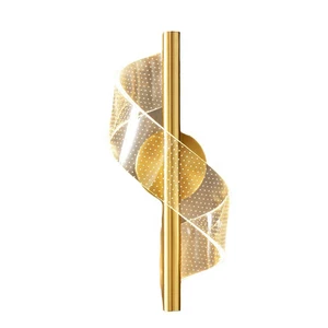 Luxury LED Wall Lights Interior Gold Black Acrylic Wall Bracket Interior Lamp for Living Room Bedside Hotel Home Indoor Lighting
