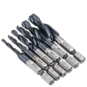 6PCS M3-M10 Screw Tap Drill Bits TIALN Coated HSSCO M35 Cobalt Taps Metric Combination Bit 1/4