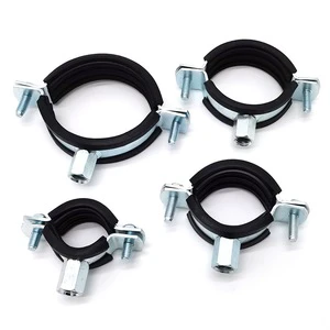 2025 Popular Concrete M8 Pipe Clamp Flange Fasteners Conduit Rubber Double Carbon Steel Concrete Pump Fixing Pipe Clamp