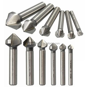 6.3-20.5MM 6pcs Titanium Round Shank 3 Flute 90 Degree HSS Chamfer Chamfering Cutter End Mill Tool Countersink Drill Bit Set