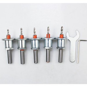 5pcs Round Shank Hss Center Drill 8mm 5/16'' Carbide Tipped Adjustable Depth Countersink Drill Bit Set for Wood Plastic