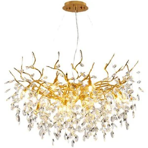Light Luxury French Chandelier Creative Branch Aluminum Crystal Lamp with Middle Size Direct Factory Sales for Living Room