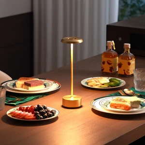 Modern Aluminum Alloy Rechargeable Touch Table Lamp Portable LED Ambient Battery Night Table Light for Bar Restaurant Wedding