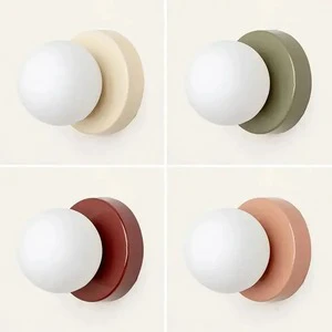 Nordic LED Glass Wall Lamp Minimalist Base Orb Sconce for Bedroom Study Hallway Staircase Aisle Entrance Lighting Fixtures
