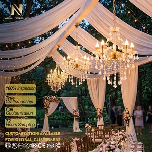 Luxury Rechargeable Crystal Pendant Light Touch Dimming LED Chandelier For Wedding Banquet