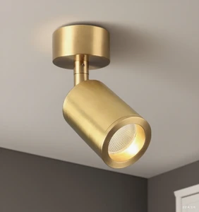 7W Gold Color Commercial Cob Led Track Lights Surface Mounted Copper Ceiling Light Gallery/museum/adjustable Led Spot Light