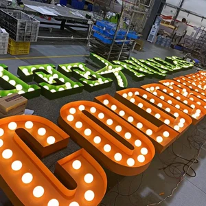 Creative Light Bulb Sign with Luminous Characters for Party Car Mall Advertising Directional LED Light Source IP65 Waterproof