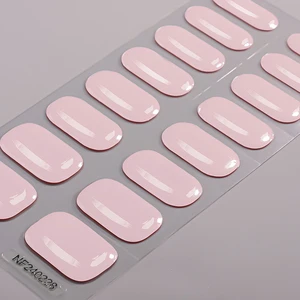 Waterproof Nail Gel Stickers Decals Semi Cured UV Lamp Gel Nail Sticker With UV Lamp Gel Nail Strips
