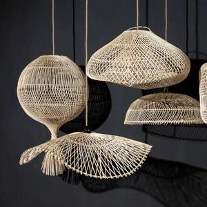 Home Decor Products Rattan Pendant Light Handmade Bamboo Wicker Lightings Indoor Ceiling Hanging Lamp Shades Covers