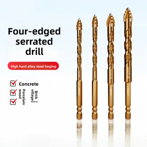 Four-Blade Serrated Eccentric Drill Bit for Masonry Drilling Tiles Concrete Electric Drill Attachment