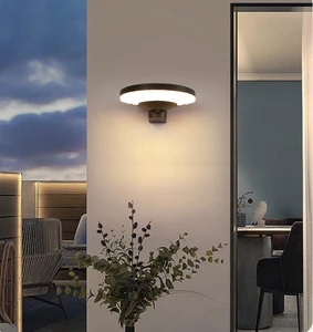 Modern Nordic Style LED Outdoor Aluminum Wall Lamp with Solar Lighting Waterproof for Garden Corridor & Balcony Decor
