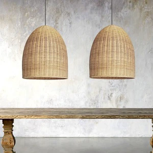 Unique Design Rattan Pendant Light for Lounge Room Interior Bamboo Wicker Ceiling Lamp from Vietnamese Artisan