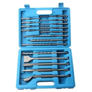 Electric Hammer Drill Bits 17-Piece Set Square Shank 20mm Diameter Chisel Drill for Masonry Drilling 260mm Total Length 1 Year