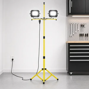 Linsheng 100W 10000LM Dual Head Portable LED Work Light ETL Listed Work Lamp 360 Rotatable Jobsite Light for Construction