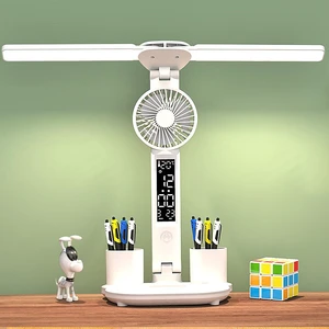 Multifunctional Foldable USB Small Dimmable Eye Protection LED Reading Study Book Light Lamp With Fan Pen Container for Student
