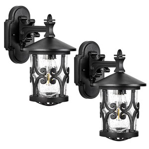 Online Wholesale Classic Wall Light Lamp 2 pcs Country House Style Aluminium Matte Black Mounted Outdoor Sconce Wall Light