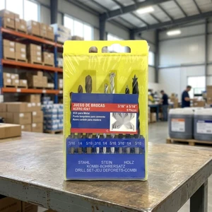 Broca HSS 9pcs Multifunctional Twist Drill Bit Set with Carbide Tips for Wood Metal Concrete & Well Drilling
