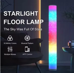 Wolongmountain LED Floor Lamp with Microphone Music Mode, Rhythm Remote Control Starry Sky Ambiance Lighting Ideal for Bedrooms