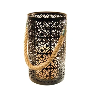 Metal LED Lantern with Flameless Candle for Camping