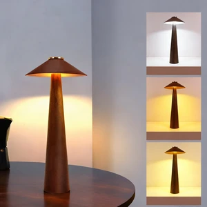 Nordic Wooden Mushroom Night Lamp Minimalist Vintage Style Bedside & Table Light for Bedroom and Living Room Night Light