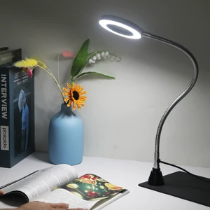 3X Magnifying Glass with Light 3 Color Modes Stepless Dimmable Magnifier Magnetic Base Flexible Gooseneck Desk Lamp for Reading