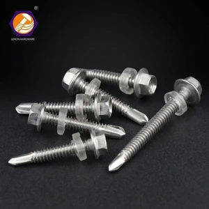 Stainless Steel Hex Flange Roofing Screws with Rubber Washer Self-Drilling Fasteners Inch Class 8 4.8-6.3 Thread Size