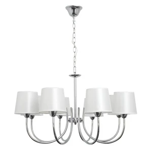 8xe14 chrome lamp with white shade - ideal for decorative and functional lighting in any space.