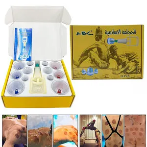Wholesale Low Price 12 Cans Chinese Vacuum Cupping Kit Pull Vacuum Therapy Relax Massagers Whole Body Curve Suction