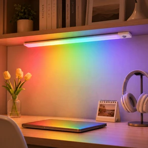 Wholesale RGB LED Cabinet Light PIR Motion Sensor Rechargeable Magnetic Under Cabinet Lamp for Closet Kitchen