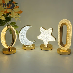 Modern Night Light Touch Infrared Remote Control Battery Rechargeable Cordless Restaurant Crystal Led Table Lamp