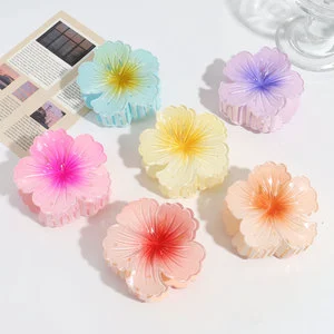 New Fashion Hair Clip Flowers Colorful Plastic Hair Clips For Women Hair Accessories Girls Ponytail Barrettes Crab