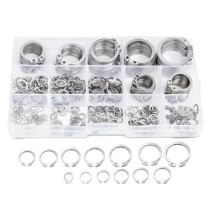 225Pcs M3-M20 304 Stainless Steel Zinc Plated Plain External Retaining Circlips Shaft C Type Washers Snap Retaining Ring