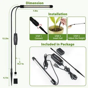 New Aluminum Floor-standing T5 LED Grow Light Full-spectrum USB Succulent Fill Light Ground-insertable Lamp Dimming 50,000 Hours